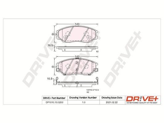 Brake Pad Set, disc brake Dr!ve+ DP1010.10.0200