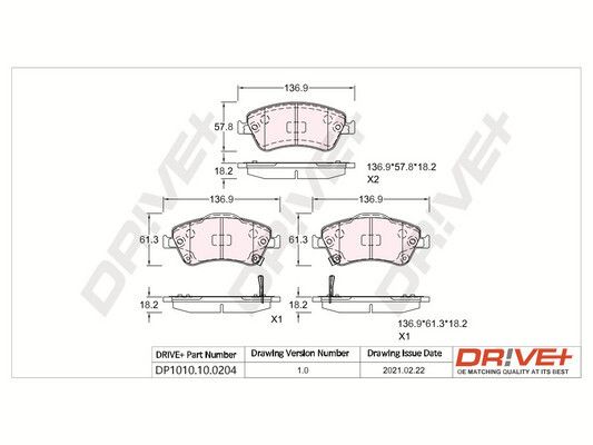 Brake Pad Set, disc brake Dr!ve+ DP1010.10.0204