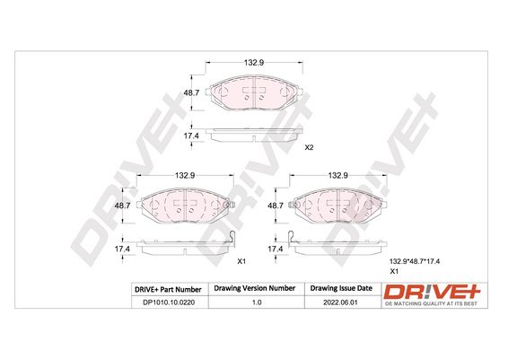 Brake Pad Set, disc brake Dr!ve+ DP1010.10.0220