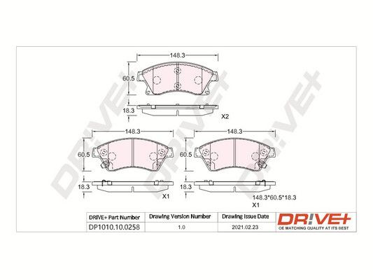 Brake Pad Set, disc brake Dr!ve+ DP1010.10.0258