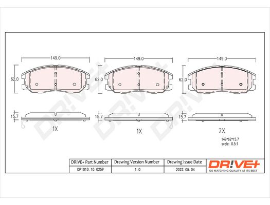 Brake Pad Set, disc brake Dr!ve+ DP1010.10.0259