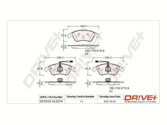 Brake Pad Set, disc brake Dr!ve+ DP1010.10.0274