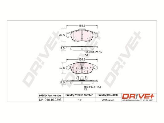 Brake Pad Set, disc brake Dr!ve+ DP1010.10.0293