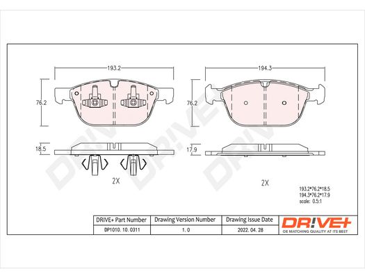 Brake Pad Set, disc brake Dr!ve+ DP1010.10.0311