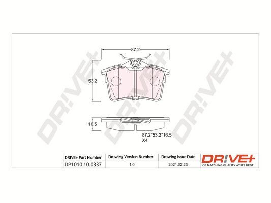 Brake Pad Set, disc brake Dr!ve+ DP1010.10.0337