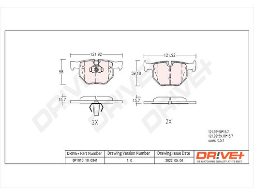 Brake Pad Set, disc brake Dr!ve+ DP1010.10.0341