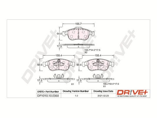 Brake Pad Set, disc brake Dr!ve+ DP1010.10.0368