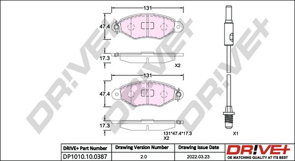 Brake Pad Set, disc brake Dr!ve+ DP1010.10.0387