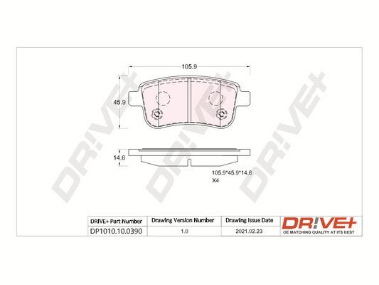 Brake Pad Set, disc brake Dr!ve+ DP1010.10.0390