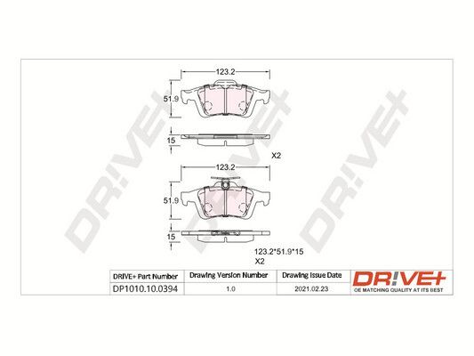 Brake Pad Set, disc brake Dr!ve+ DP1010.10.0394