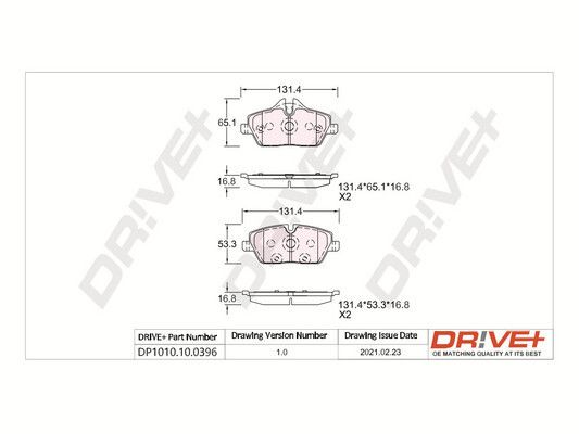 Brake Pad Set, disc brake Dr!ve+ DP1010.10.0396