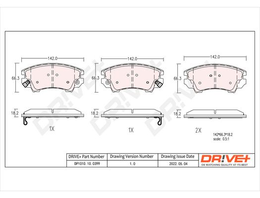 Brake Pad Set, disc brake Dr!ve+ DP1010.10.0399