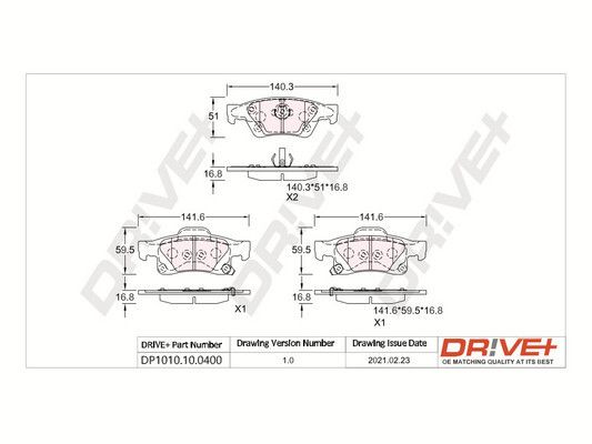 Brake Pad Set, disc brake Dr!ve+ DP1010.10.0400