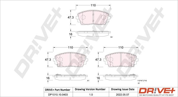 Brake Pad Set, disc brake Dr!ve+ DP1010.10.0403