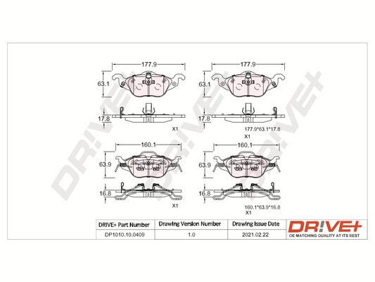 Brake Pad Set, disc brake Dr!ve+ DP1010.10.0409