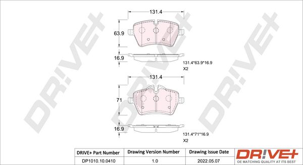 Brake Pad Set, disc brake Dr!ve+ DP1010.10.0410