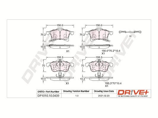 Brake Pad Set, disc brake Dr!ve+ DP1010.10.0439