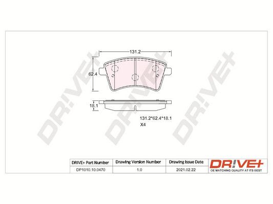 Brake Pad Set, disc brake Dr!ve+ DP1010.10.0470
