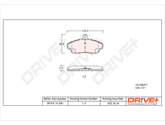 Brake Pad Set, disc brake Dr!ve+ DP1010.10.0501