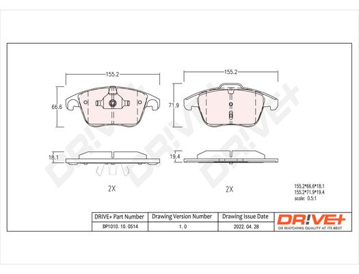 Brake Pad Set, disc brake Dr!ve+ DP1010.10.0514