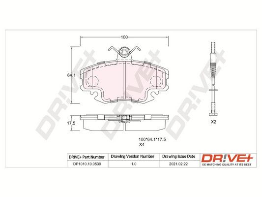 Brake Pad Set, disc brake Dr!ve+ DP1010.10.0539