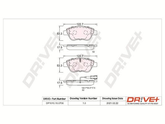 Brake Pad Set, disc brake Dr!ve+ DP1010.10.0706