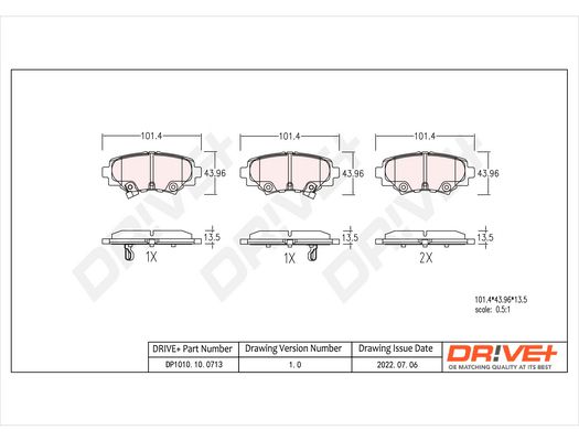 Brake Pad Set, disc brake Dr!ve+ DP1010.10.0713
