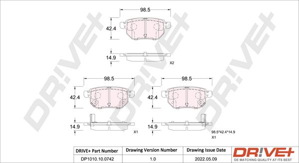 Brake Pad Set, disc brake Dr!ve+ DP1010.10.0742