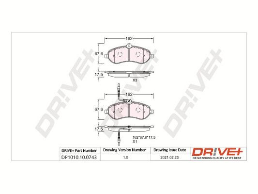Brake Pad Set, disc brake Dr!ve+ DP1010.10.0743