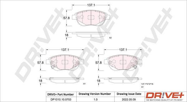 Brake Pad Set, disc brake Dr!ve+ DP1010.10.0753