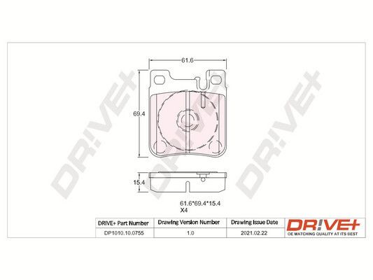 Brake Pad Set, disc brake Dr!ve+ DP1010.10.0755