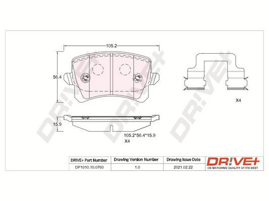 Brake Pad Set, disc brake Dr!ve+ DP1010.10.0760