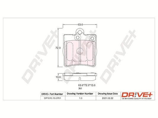 Brake Pad Set, disc brake Dr!ve+ DP1010.10.0761