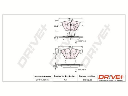 Brake Pad Set, disc brake Dr!ve+ DP1010.10.0767
