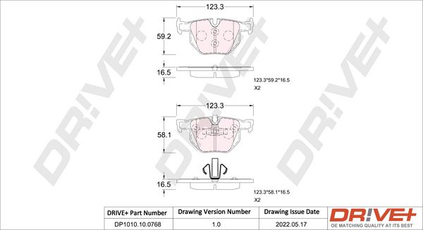 Brake Pad Set, disc brake Dr!ve+ DP1010.10.0768