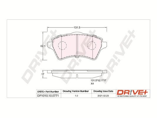 Brake Pad Set, disc brake Dr!ve+ DP1010.10.0771