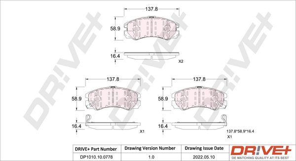 Brake Pad Set, disc brake Dr!ve+ DP1010.10.0778