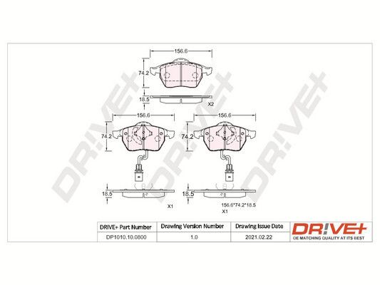 Brake Pad Set, disc brake Dr!ve+ DP1010.10.0800