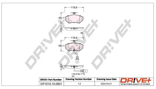 Brake Pad Set, disc brake Dr!ve+ DP1010.10.0801