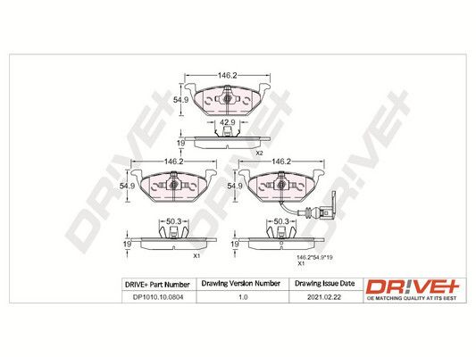 Brake Pad Set, disc brake Dr!ve+ DP1010.10.0804