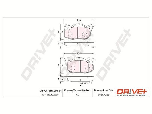 Brake Pad Set, disc brake Dr!ve+ DP1010.10.0809