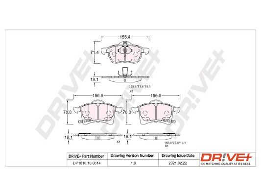 Brake Pad Set, disc brake Dr!ve+ DP1010.10.0814