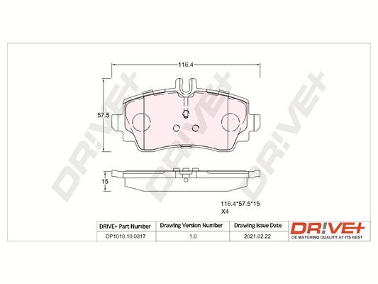 Brake Pad Set, disc brake Dr!ve+ DP1010.10.0817