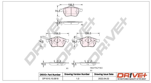 Brake Pad Set, disc brake Dr!ve+ DP1010.10.0818