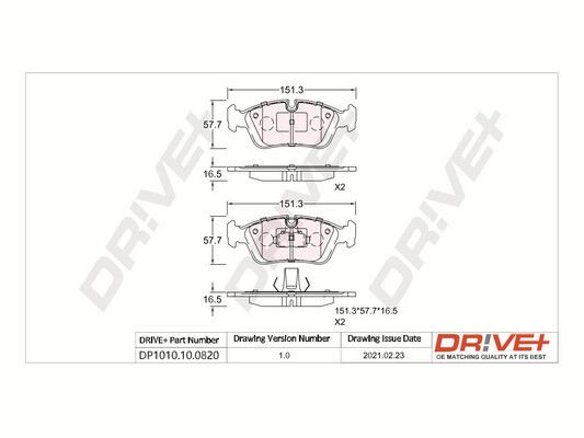 Brake Pad Set, disc brake Dr!ve+ DP1010.10.0820