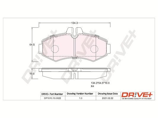 Brake Pad Set, disc brake Dr!ve+ DP1010.10.0822