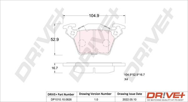 Brake Pad Set, disc brake Dr!ve+ DP1010.10.0826