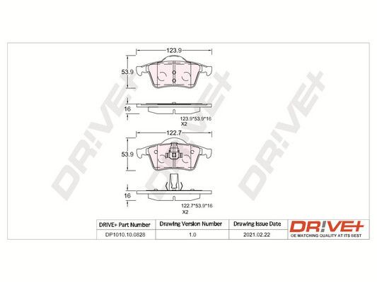 Brake Pad Set, disc brake Dr!ve+ DP1010.10.0828