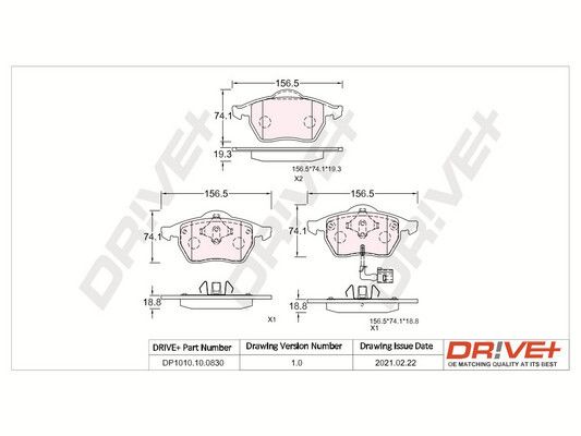 Brake Pad Set, disc brake Dr!ve+ DP1010.10.0830