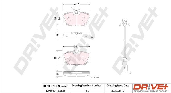 Brake Pad Set, disc brake Dr!ve+ DP1010.10.0831